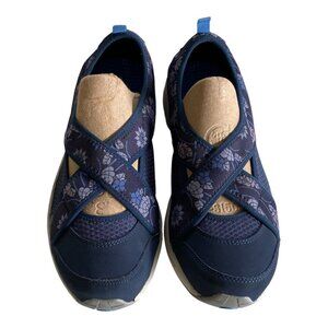 Easy Spirit Wayanna Blue Floral Slip On Criss Cross Sneakers Sz 10